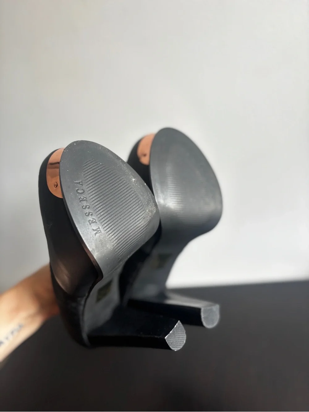 Women’s Black Platform High Heels with Copper Accent